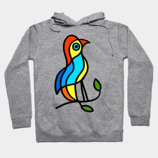 Color Bird on a Twig on Gray Hoodie